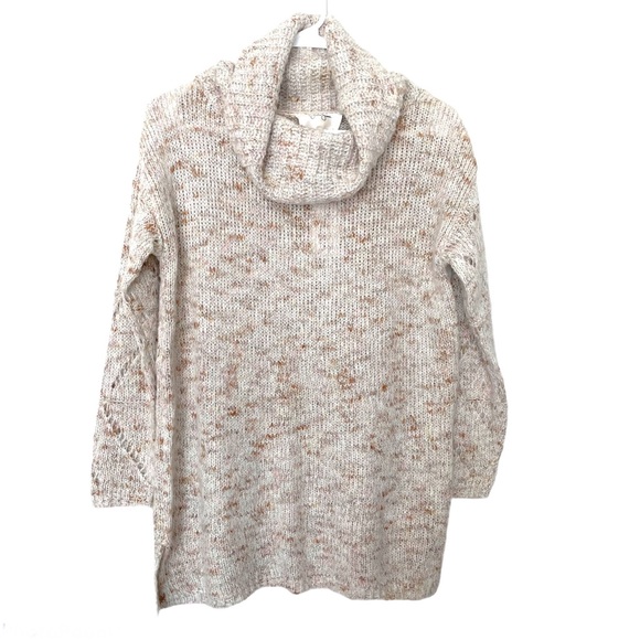 NWT Jessica Simpson Cowl Neck Fuzzy Knit Sweater Tan/Cream Size XS - Picture 1 of 8